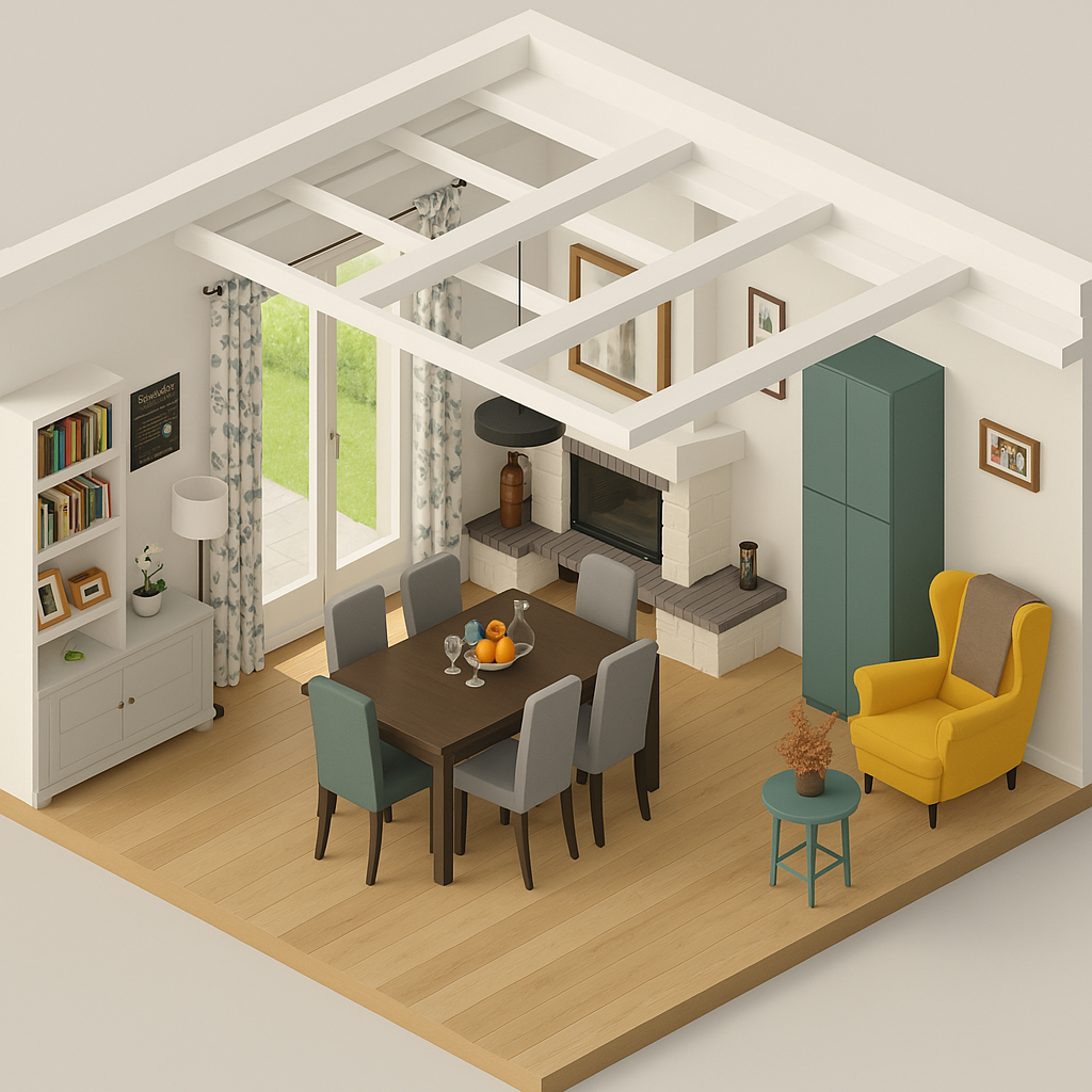 Layout of my dining room, the aqara sensor is behind a curtain