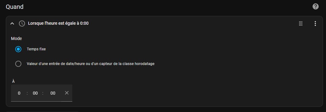 Déclenchement à minuit